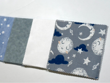 Load image into Gallery viewer, Moon and Stars Baby Shower Quilt Kit - Blue Planet Message Quilt Kit -Stars - Newborn Gift