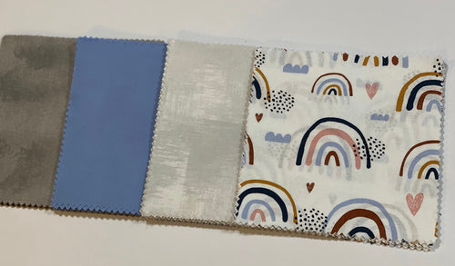 Modern Rainbow Message Quilt Kit - Blue and Gray Baby Shower Quilt Kit - Baby Shower Gift - Baby Keepsake - Rainbows