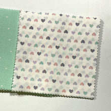 Load image into Gallery viewer, Baby Shower Guestbook Alternative - Purple, Pink, Mint Hearts Message Quilt Kit - Heart Themed Baby Shower Quilt Kit - Patel Hearts Blanket - Newborn Gift - Baby Keepsake - Crazy4Claire