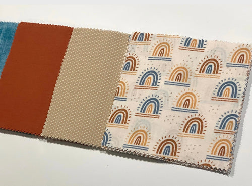 Rust and Mustard Rainbows Message Quilt Kit - Modern Rainbows on Tan Baby Shower Quilt Kit - Baby Keepsake - Newborn Gift
