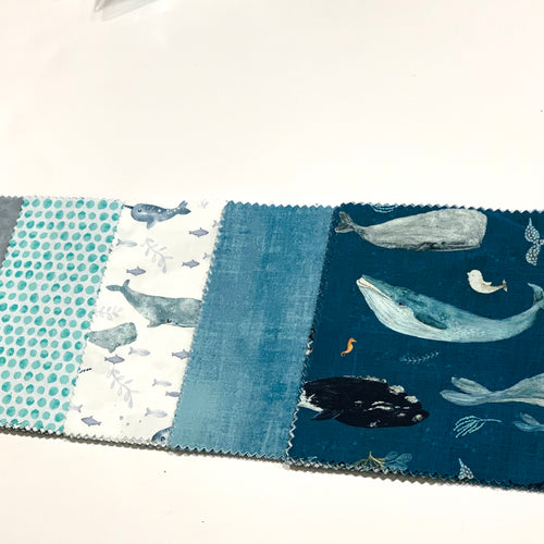 Blue Whales Message Quilt Kit - Whale Baby Shower Quilt Kit - Baby Shower Gift