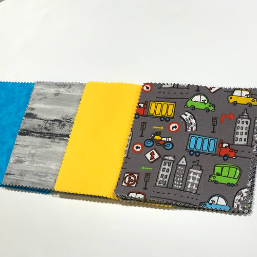 Bright Cars in the City Message Quilt Kit - Colorful Baby Car Blanket  - Baby Shower Quilt Kit - Baby Gift - Keepsake BMK4-18