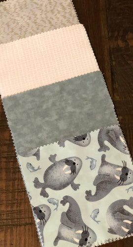 Walrus Message Quilt Kit - Ocean Mammal Baby Shower Quilt Kit - Newborn Gift - Baby Keepsake