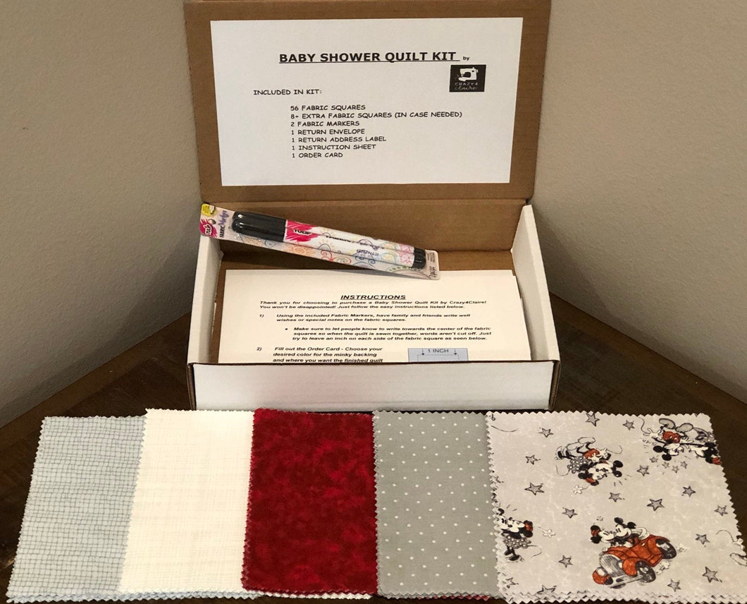 Micky and Minnie Mouse Message Quilt Kit - Disney Baby Shower Quilt Kit - Baby Keepsake