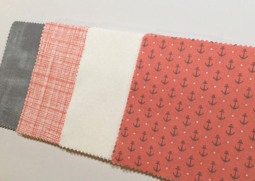 Salmon Anchor Message Quilt Kit - Anchors Baby Shower Quilt Kit - Keepsake