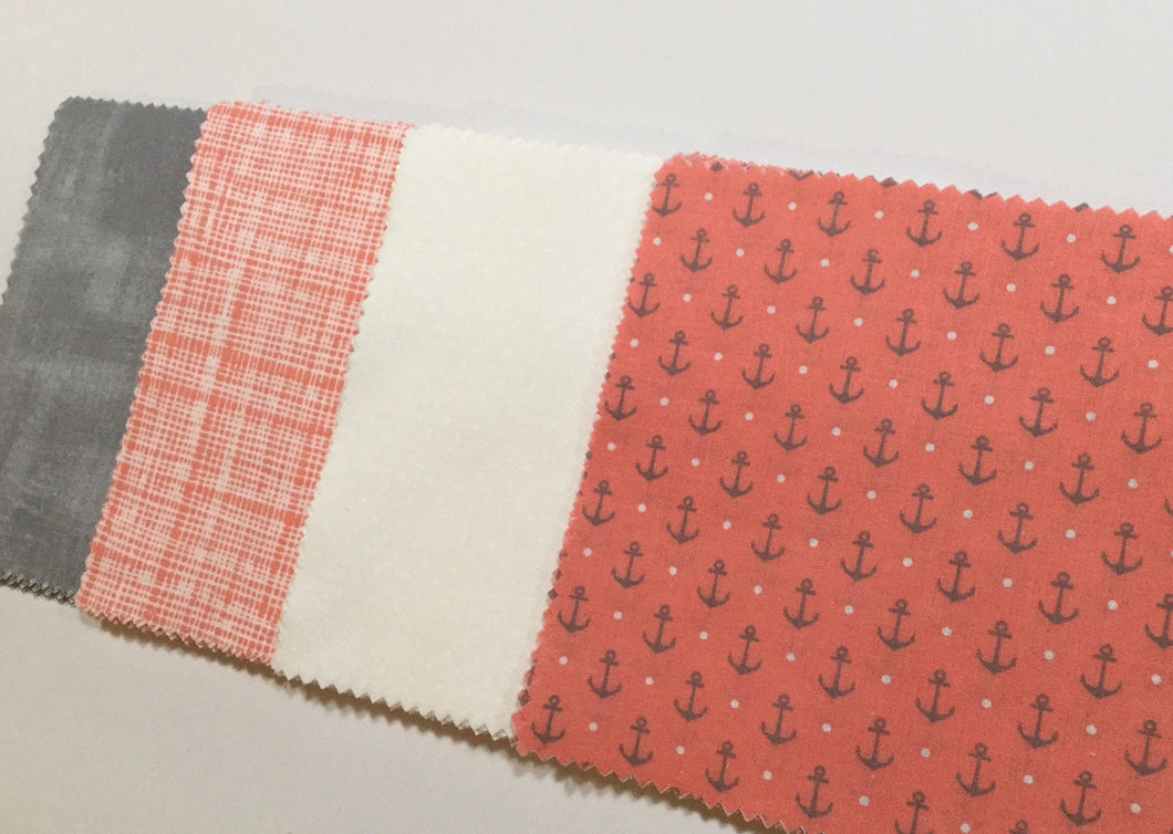 Salmon Anchor Message Quilt Kit - Anchors Baby Shower Quilt Kit - Keepsake