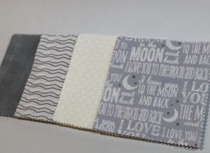 Gray Love You to the Moon Message Quilt Kit - Star Baby Shower Quilt Kit - Baby Shower Gift