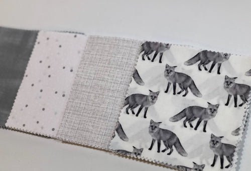 Gray Fox Message Quilt Kit - Foxes Baby Shower Quilt Kit - Baby Shower Gift - Baby Keepsake