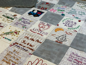 Gray Love You to the Moon Message Quilt Kit - Star Baby Shower Quilt Kit - Baby Shower Gift