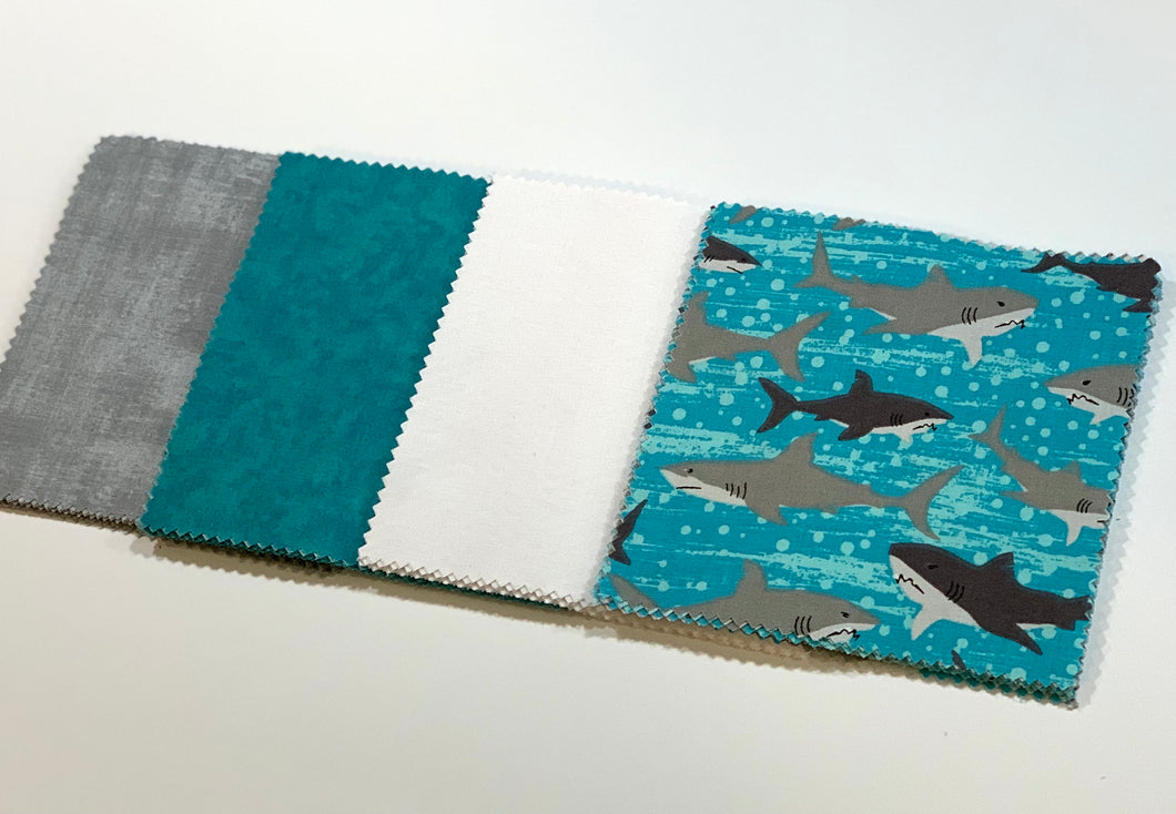 Sharks Message Quilt Kit - Blue Shark Baby Shower Quilt Kit - Baby Shower Gift