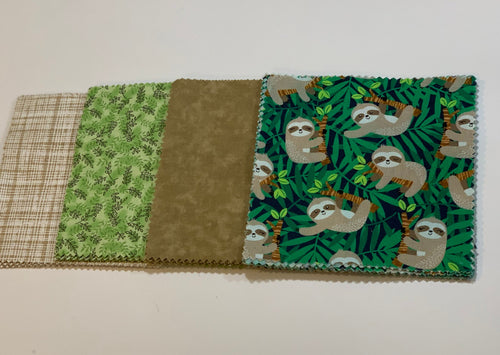 Tan Sloths on Green Message Quilt Kit - Sloth Baby Shower Quilt Kit - Baby Shower Activity - Keepsake