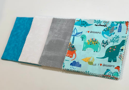 Teal Dinosaur Message Quilt Kit - Fun Dinosaur Newborn Gift - Baby Boy Quilt - Dinos Themed Baby Keepsake