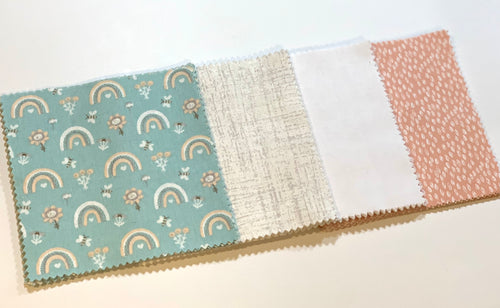 Mint and Peach Rainbows Message Quilt Kit - Rainbow Baby Shower Quilt Kit - Baby Shower Gift - Newborn Quilt