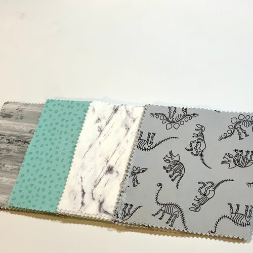 Gray and Mint Dinosaur Fossils Message Quilt Kit - Dino Baby Shower Quilt Kit - Baby Keepsake - Baby Shower Activity