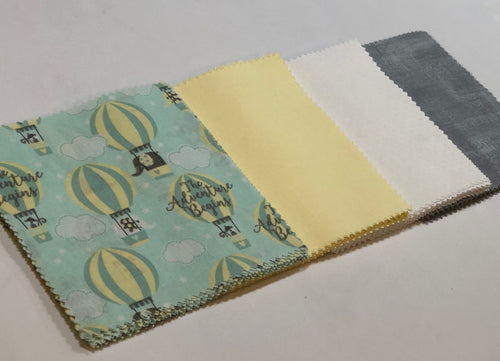 Yellow and Green Hot Air Balloon Message Quilt Kit - Newborn Gift - Baby Keepsake