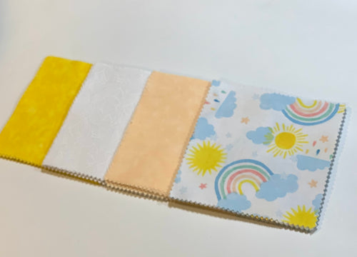 Pastel Rainbow Message Quilt Kit - Clouds and Rainbows Baby Shower Quilt Kit - Yellow Sun Baby Shower Gift