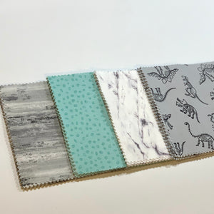 Gray and Mint Dinosaur Fossils Message Quilt Kit - Dino Baby Shower Quilt Kit - Baby Keepsake - Baby Shower Activity
