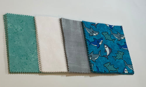 Teal and Blue Shark Message Quilt Kit - Baby Sharks Quilt Kit - Newborn Gift - Keepsake