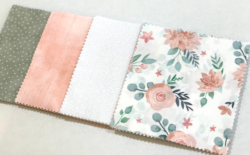 Peach Watercolor Floral Message Quilt Kit - Floral Baby Shower Quilt Kit - Baby Gift