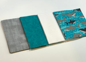 Sharks Message Quilt Kit - Blue Shark Baby Shower Quilt Kit - Baby Shower Gift