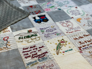 Gray Love You to the Moon Message Quilt Kit - Star Baby Shower Quilt Kit - Baby Shower Gift