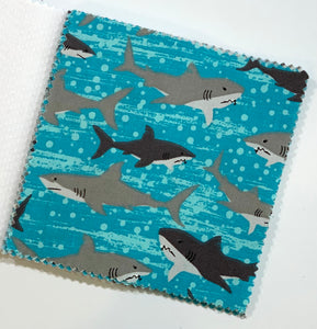 Sharks Message Quilt Kit - Blue Shark Baby Shower Quilt Kit - Baby Shower Gift