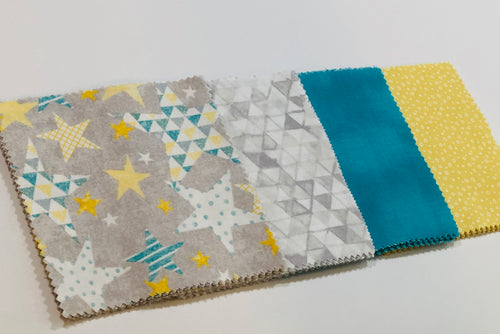 Yellow and Mint Stars Message Quilt Kit - Star Baby Shower Quilt Kit - Newborn Gift - Baby Shower Keepsake