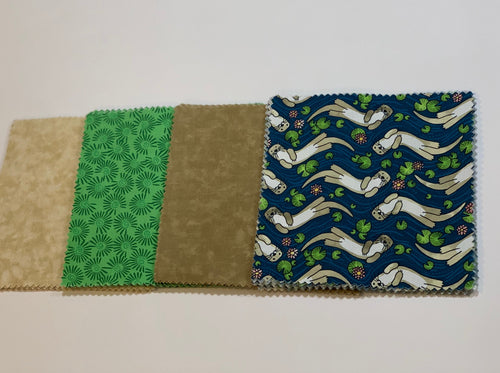 Otter Message Quilt Kit - Green and Tan Otter Baby Shower Quilt Kit - Baby Keepsake - Baby Gift