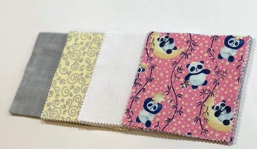 Pink Panda Bear Message Quilt Kit - Pink Pandas Baby Shower Quilt Kit - Pandas and Moons - Newborn Gift - Baby Keepsake