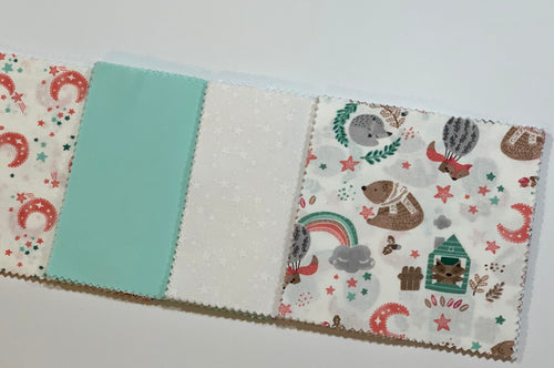 Mint and Pink Moon and Stars Baby Shower Quilt Kit - Woodland Animals Message Quilt Kit -Stars - Newborn Gift