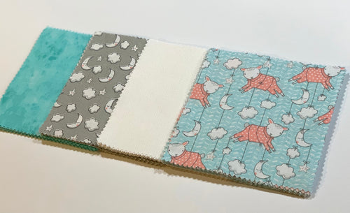 Sleepy Sheep Message Quilt Kit - Teal and Salmon Sheep Baby Shower Quilt Kit - Baby Keepsake Quilt
