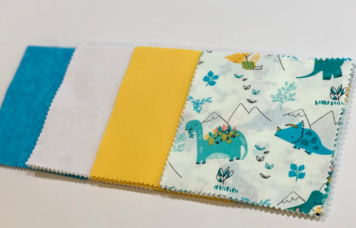 Yellow and Blue Dinosaur Message Quilt Kit - Dinosaurs Baby Shower Quilt Kit - Dino - Dinos -Newborn Gift - Baby Keepsake