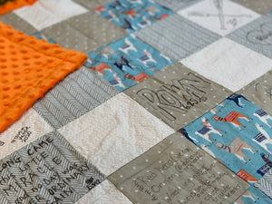 Gray Love You to the Moon Message Quilt Kit - Star Baby Shower Quilt Kit - Baby Shower Gift