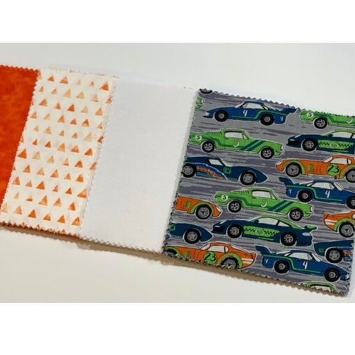 Colorful Race Cars Message Quilt Kit - Race car Blanket  - Baby Shower Quilt Kit - Baby Gift - Keepsake