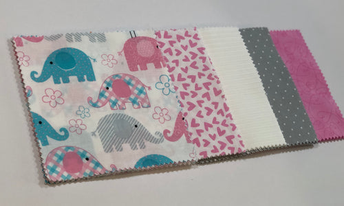 Pink and Blue Elephant Message Quilt Kit - Baby Shower Gift - Keepsake