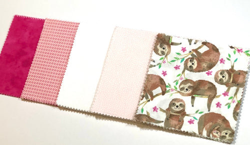 Pink Sloth Message Quilt Kit - Baby Shower Quilt Kit - Baby Keepsake - Newborn Gift